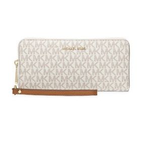 Michael Kors Signature Logo Jet Set Travel Continental Wallet - Vanilla